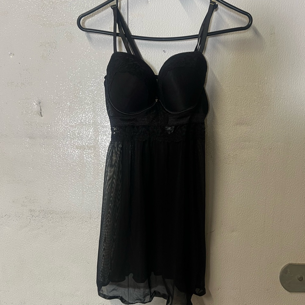 Women's Black Lace Babydoll Nightdress (#31)